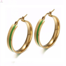 Best Quality Cheap Hoop Earrings With Green Stone In Gold